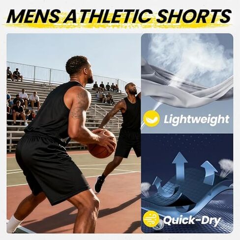 Men's Summer Sports Shorts Quick Drying Lightweight Adjustable Drawstring Side Pockets Reflective Trim for Running Cycling in Kuwait