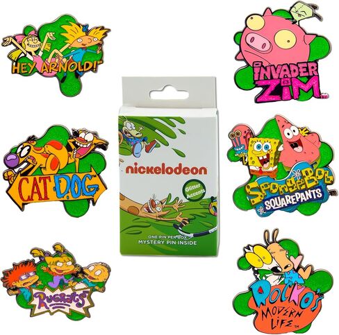 Nickelodeon Show Title Logos Mystery Enamel Pin Blind Box Series أو SpongeBob SquarePants أو Rugrats أو CatDog أو Invader Zim أو Hey Arnold أو Rockos Modern Life in Kuwait