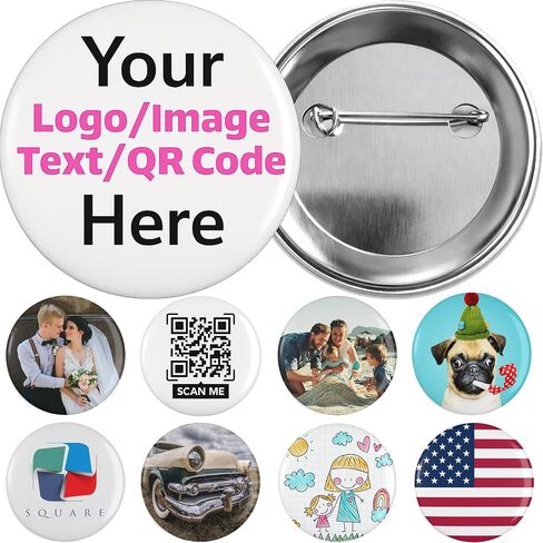 Custom Pinback Buttons 2.25" – Design Your Own Personalized Button Pins with Photo, Logo, Name or Text – Metal Back Badges for Clothing, Events & Business Gifts in Saudi Arabia