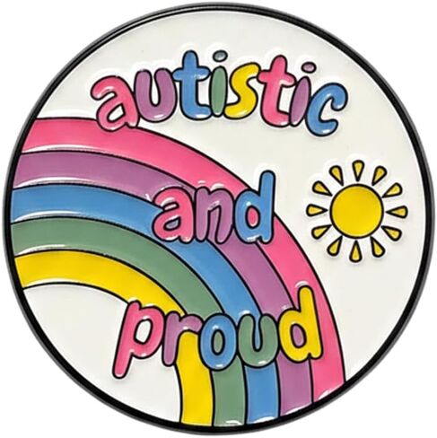 ROSTIVO Autistic and Proud Rainbow Enamel Pin for Women and Men, Colorful Neurodiversity Awareness Badge for Pride Month, Charity Walks and Advocacy Events in Kuwait