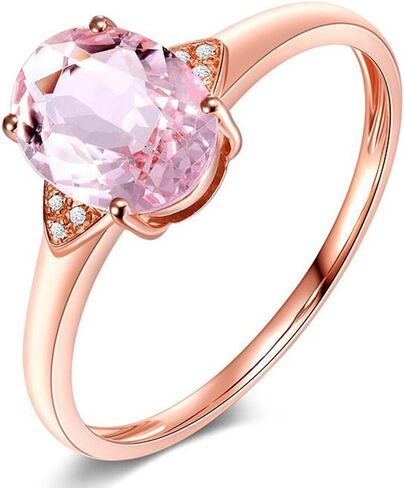 Kardy Fashion Gemstone Pink Brown Morganite Oval Cut 14K Rose Gold Engagement Women's Diamond Band Ring Set in Saudi Arabia
