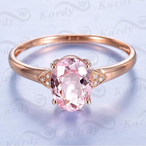 Kardy Fashion Gemstone Pink Brown Morganite Oval Cut 14K Rose Gold Engagement Women's Diamond Band Ring Set in Saudi Arabia