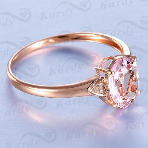 Kardy Fashion Gemstone Pink Brown Morganite Oval Cut 14K Rose Gold Engagement Women's Diamond Band Ring Set in Saudi Arabia
