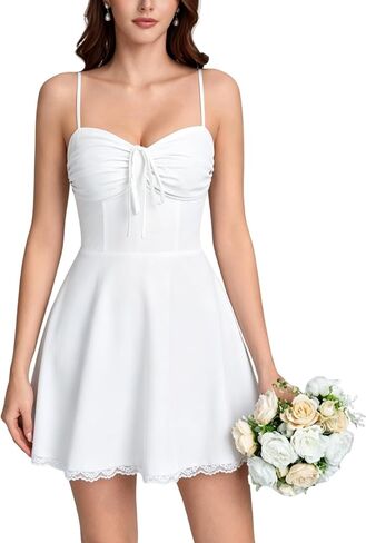 Women Summer Corset Mini Dress Floral Spaghetti Strap Flowy A Line Lace Cute Graduation Short Dresses in Saudi Arabia