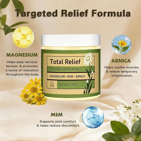 Total Relief Gentle Magnesium Cream with MSM and Arnica, Fast-Absorbing, for Comfortable Nerves and Daily Comfort, 4 Fl Oz in Saudi Arabia