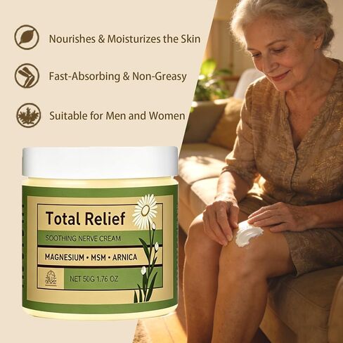 Total Relief Gentle Magnesium Cream with MSM and Arnica, Fast-Absorbing, for Comfortable Nerves and Daily Comfort, 4 Fl Oz in Saudi Arabia