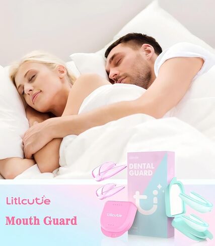 Anti Grinding Guard, 2 Color Night Guards for Teeth Grinding,Mouth Guard for Grinding Teeth at Night, 4 Pcs/2 Sizes, Green/Pink in Kuwait