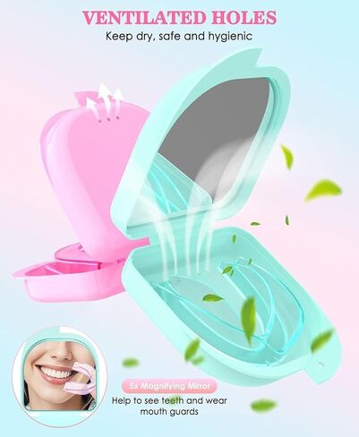 Anti Grinding Guard, 2 Color Night Guards for Teeth Grinding,Mouth Guard for Grinding Teeth at Night, 4 Pcs/2 Sizes, Green/Pink in Kuwait