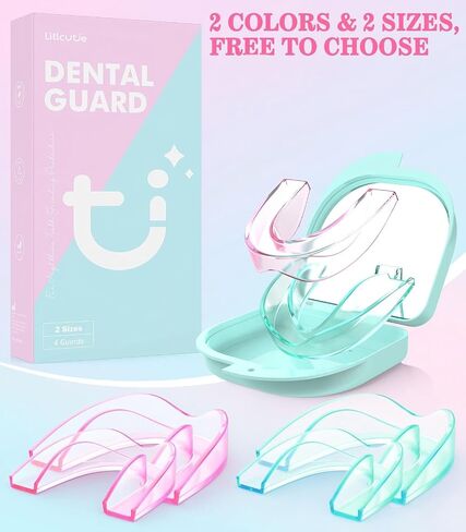 Anti Grinding Guard, 2 Color Night Guards for Teeth Grinding,Mouth Guard for Grinding Teeth at Night, 4 Pcs/2 Sizes, Green/Pink in Kuwait