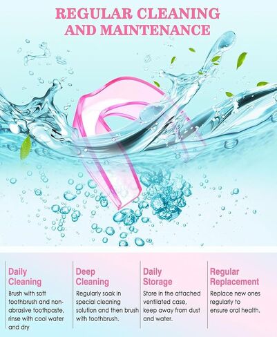 Anti Grinding Guard, 2 Color Night Guards for Teeth Grinding,Mouth Guard for Grinding Teeth at Night, 4 Pcs/2 Sizes, Green/Pink in Kuwait