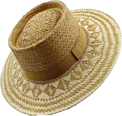 Women's Straw Summer Sun Hat Men Women Unisex Outdoor Sunshade Leisure Versatile Beach Fedora Adjustable 56-58cm 160g in Kuwait