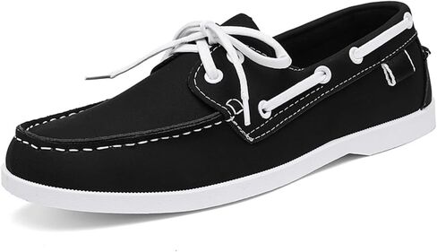 Men's Casual Slip-On Boat Shoes: Lightweight Faux Leather Rubber Sole, Comfortable & Versatile for Daily Walking & Work in Saudi Arabia