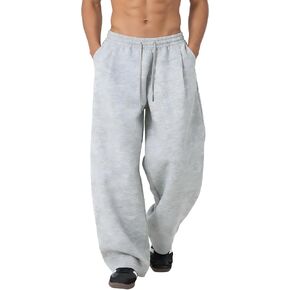 Men's Baggy Casual Pants Wide Leg Barrel Sweatpants Elastic Waist Drawstring Lounge with Deep Pockets in Saudi Arabia