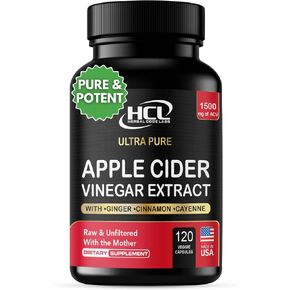 Apple Cider Vinegar Capsules 1500 mg Extract with the Mother - Extra Strength Raw Apple Cider Pills w Ginger Cayenne Cinnamon - Natural Detox Potent Digestion Cleansing System ACV Supplement in Saudi Arabia