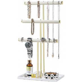 Jewelry Organizer Stand, Necklace Holder with Metal Frame, Jewelry holder stand Tree for Display, Bracelets Earrings and Ring Tray for Women (Black, 3 Tier) in Saudi Arabia