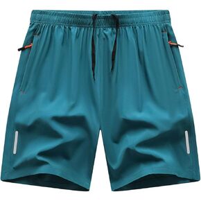 Men Athletic Running Shorts with Zipper Pocket 7 Inch Lightweight Gym Workout Sport Basketball Tennis Hiking Sweat in Kuwait