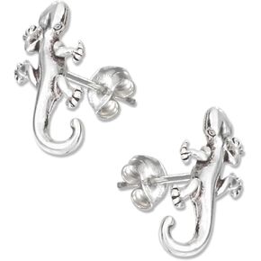 Gecko Lizard Reptile 925 Sterling Silver Post Stud Earrings with Hypoallergenic Posts in Kuwait