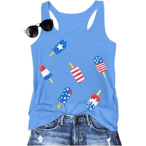 SFHFY 4th of July Tank Women: American Flag Sleeveless Shirts Red White and Blue Tee Patriotic Summer Vest Tops in Saudi Arabia