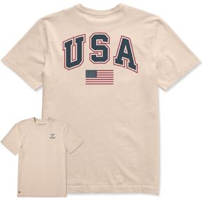 Life is Good. Men's USA Flag Arch Short Sleeve Crusher Tee, Birch White in Kuwait