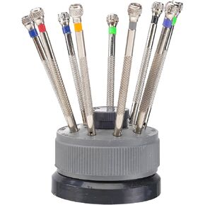 ULTECHNOVO 9-Piece Precision Flat Slotted Screwdriver Set with Revolving Base for Watch Repair Eyeglass Frame and Electronics Compact 4.72 Inch Kit with Spare Blades in Saudi Arabia