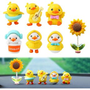 6 Pcs Yellow Ducks Car Decorations for Center Console and Dashboard，Center Console Decoration for Car ，Micro Landscape Decorative Ornaments.(6 Yellow Ducks+1 Sunflower) in Kuwait