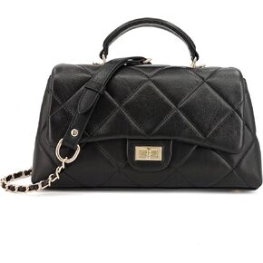 M-ioi-M Quilted Leather Crossbody Bag for Women, Top Handle Flap Purse with Detachable Gold Chain Strap, Shoulder Handbag in Saudi Arabia