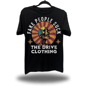 The Drive Clothing "Fake People Suck - Black Graphic Tee Men & Women | Mens Graphic T-Shirt | Premium Cotton Streetwear Shirt | Unisex Casual Tee | Bold Statement Design, S in Saudi Arabia