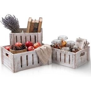 Ripeng 3 Pcs Decorative Wood Crates for Storage Display, Rustic Wooden Nesting Crates with Handles, Large Small Farmhouse Boxes for Wedding Birthday Home Decorations (Natural Wood Color,3 Sizes) in Saudi Arabia