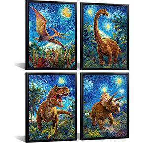 Framed Dinosaur Wall Art Kids Dino Bathroom Decor in Saudi Arabia