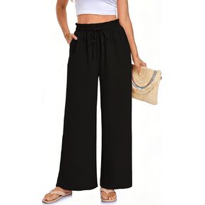 Arolina Plus Size Pants for Women Drawstring Waist Wide Leg Palazzo Beach Pants with Pockets (Regular,Petite) in Saudi Arabia