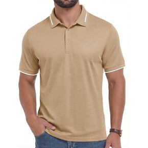 Cotrasen Mens Polo Shirts Jacquard Golf Shirt Short Sleeve Casual Athletic Contrast Collar T-Shirts in Saudi Arabia