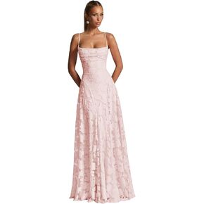 Spaghetti Straps Bridesmaid Dresses Floral Lace Chiffon Formal Evening Party Gown in Saudi Arabia