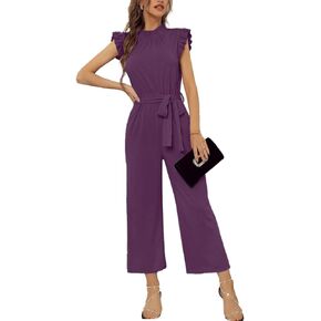 SheKiss 2026 Summer Jumpsuits for Womens Dressy Casual Wide Leg Elegant High Neck Purple Jumper in Saudi Arabia