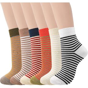 Womens Strip Crew Socks 6 Pairs Ankle Casual Athletic Socks Cute College Style Ribbed Colorful Crew Sock in Saudi Arabia