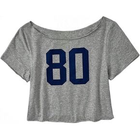 RoseSeek Girl's Graphic Tees Off The Shoulder Tops Short Sleeve Jersey Shirts Y2K Crop Tops in Saudi Arabia