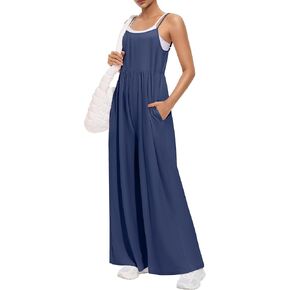 EUYZOU Jumpsuits for Women Casual Loose Fit Summer Outfits Wide Leg Rompers Sleeveless Vacation Trendy One Piece Jumpers in Saudi Arabia