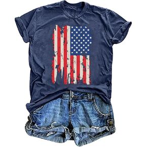 American Flag Patriotic T-Shirt Women 4th of July Shirt USA Flag Stars Stripes Graphic Shirt Summer Casual Tops in Saudi Arabia