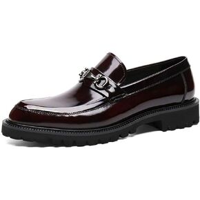 Men's Shiny Patent Leather Dress Shoes Comfortable Artificial PU Walking Shoes Loafers Work Flats Formal Business Wedding Shoes for Men Comfortable Non-Slip Shoes in Saudi Arabia