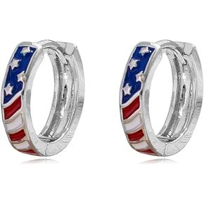 American 4th Hoop Earrings for Women Men Sparkly Chunky Red White Blue Multicolored Huggie Hoop Earrings Fashion Independence Day Party Vacation Jewelry Gift in Saudi Arabia