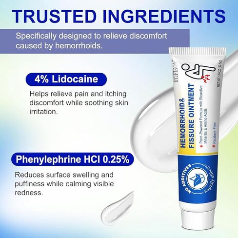 Hemorrhoid & Fissure Ointment with 4% Lidocaine & Phenylephrine HCI – 42.5g Comforting Care Cream for Internal & External Areas – Helps Soothe Irritation & Support Daily Comfort (1- Pack) in Saudi Arabia