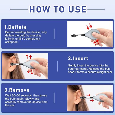 Ear Pressure Relief Suction Device, Tinnitus Relief for Ringing Ears, Portable & Effective Ear Pressure Reliever Device, Ideal for Flying, Reduces Tension with 3 Sizes of Earbuds-S7J in Kuwait