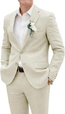 Mens Slim Fit Two Button Suit Set 2 Piece for Men, with Classic Notch Lapel for Business Dinner Prom Wedding in Kuwait