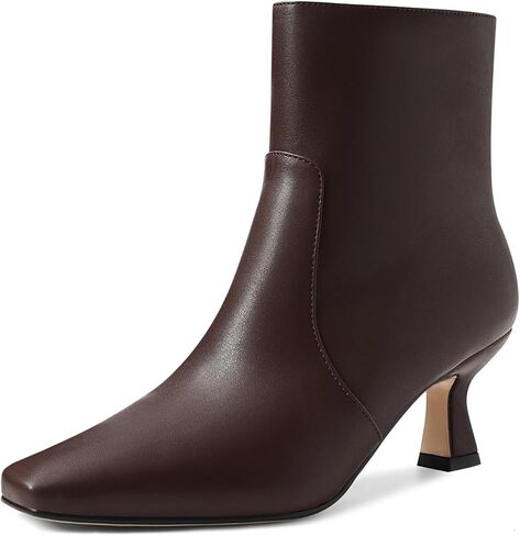 MICIFA Women's Ankle Boots Comfort Kitten Heel Square Toe Short Booties with Side Zipper Dress Travel Casual Outfit Shoes in Kuwait