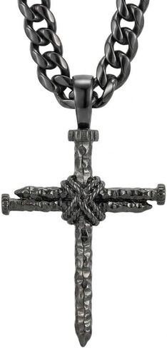 Cross Necklace for Men Silver/Black Wood Cross Pendant Archangel Saint Michael Medal/Celtic Cross/Nail Cross Necklace Religious Jewelry Gifts for Men in Saudi Arabia