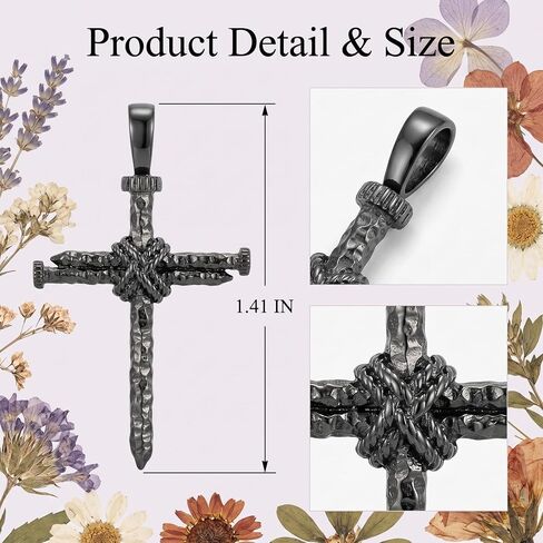 Cross Necklace for Men Silver/Black Wood Cross Pendant Archangel Saint Michael Medal/Celtic Cross/Nail Cross Necklace Religious Jewelry Gifts for Men in Saudi Arabia