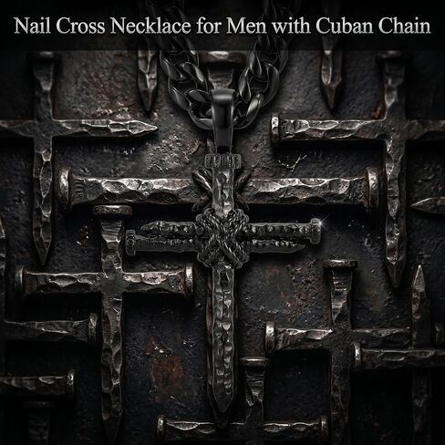 Cross Necklace for Men Silver/Black Wood Cross Pendant Archangel Saint Michael Medal/Celtic Cross/Nail Cross Necklace Religious Jewelry Gifts for Men in Saudi Arabia