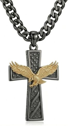 Cross Necklace for Men Silver/Black Wood Cross Pendant Archangel Saint Michael Medal/Celtic Cross/Nail Cross Necklace Religious Jewelry Gifts for Men in Saudi Arabia