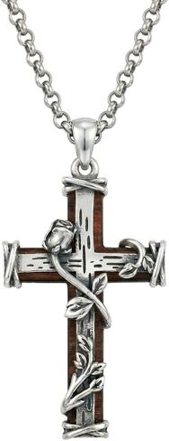 Cross Necklace for Men Silver/Black Wood Cross Pendant Archangel Saint Michael Medal/Celtic Cross/Nail Cross Necklace Religious Jewelry Gifts for Men in Saudi Arabia