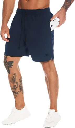 Men's 2 in 1 Workout Running Shorts 7" Quick Dry Athletic Shorts with Liner Gym Training Short for Men with Towel Loop in Saudi Arabia