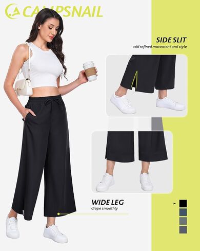 CAMPSNAIL Wide Leg Pants Women - 25"/29" Casual Summer Capri Yoga Pants Lightweight Sweatpants for Travel Business Work in Saudi Arabia